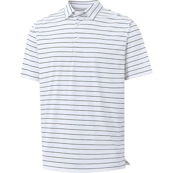 NWT Men’s Maelreg Performance Polo Shirt Black & White Stripes Medium - Picture 1 of 8